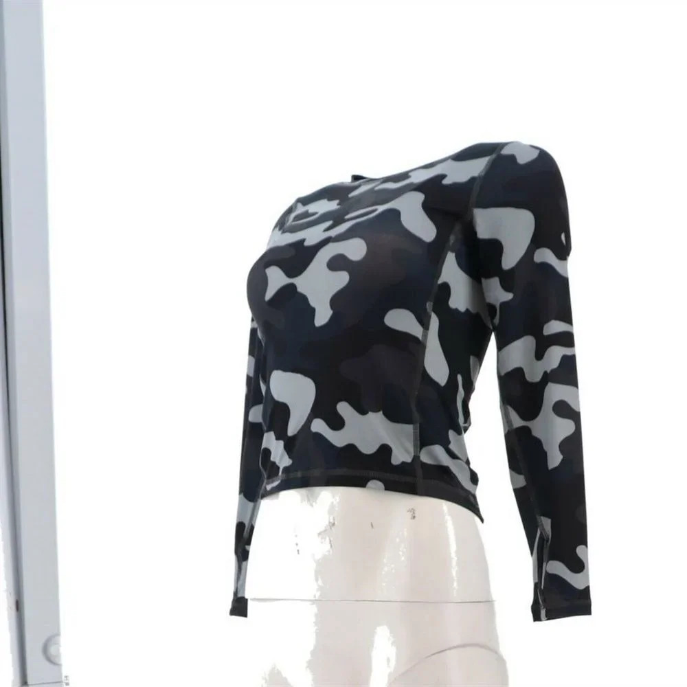 NWT LANDS' END BOY'S THERMASKIN HEAT UNDERWEAR CREWNECK TOP BLACK CAMO SMALL‎ 8